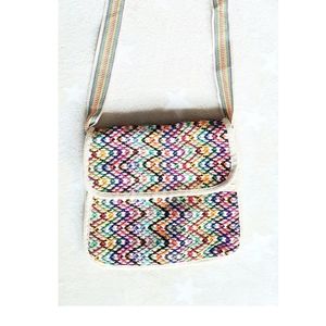 Handmade colorful woven crossbody bag